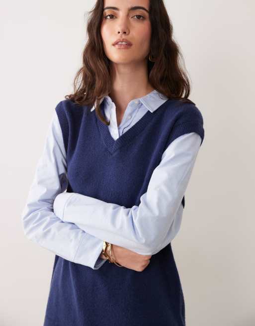 Abercrombie & Fitch chemise oversize avec gilet en maille superposé bleu, 3 de 4