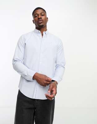 Abercrombie & Fitch 3D embroidered icon logo oxford shirt in light blue - ASOS Price Checker