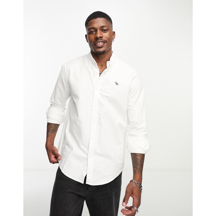 Abercrombie Fitch Chemise Oxford coupe decontractee a logo emblematique Blanc ASOS