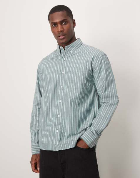 Abercrombie & Fitch - Chemise Oxford manches longues à rayures - Gris - view 1