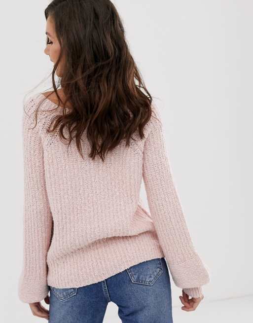 Abercrombie Fitch chenille bell sleeve knit jumper