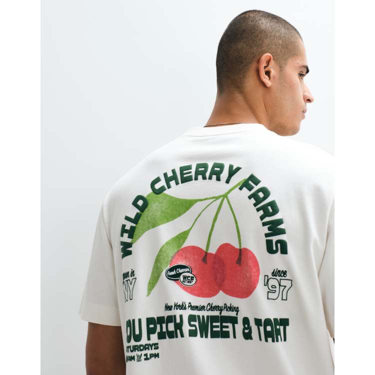 Abercrombie & Fitch cherries back graphic t-shirt in white | ASOS