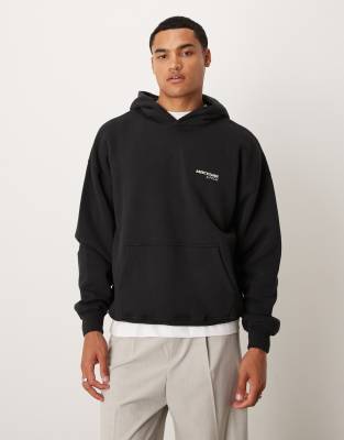 Abercrombie & Fitch Abercrombie & Fitch chest logo front pocket hoodie in black