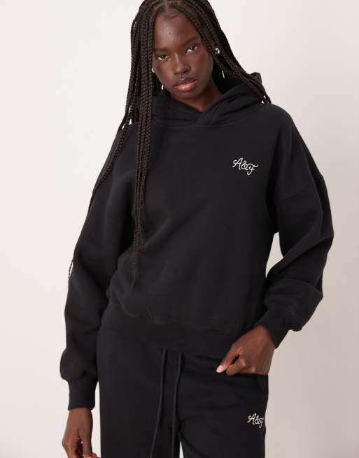 Abercrombie & Fitch chest logo hoodie & sweatpants set in black | ASOS