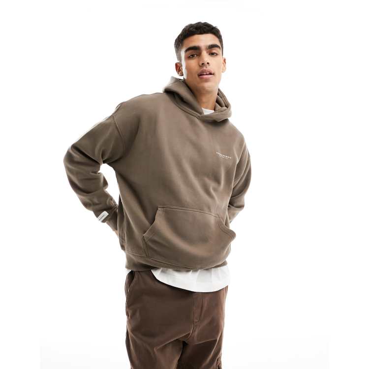 Abercrombie Fitch chest logo oversized hoodie in brown