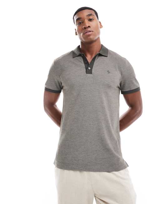 Abercrombie Fitch chic icon logo texture polo in charcoal