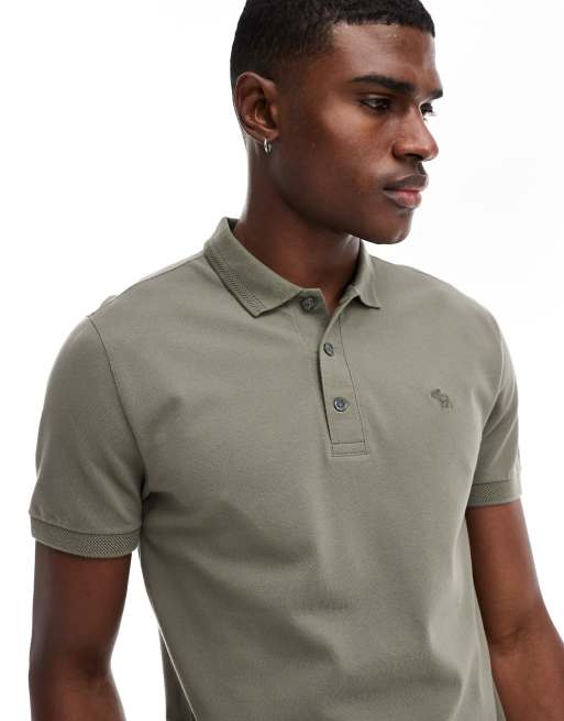 Abercrombie & Fitch - Chique piqué polo met icoonlogo en randje in olijfgroen