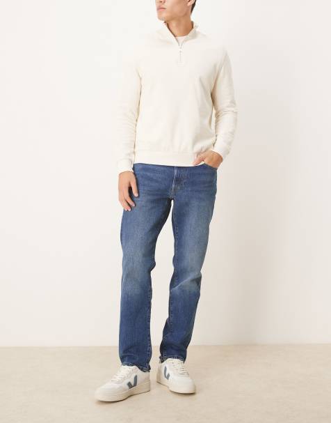 Abercrombie & Fitch – Ciemnoniebieskie proste jeansy ze stretchem w stylu vintage - view 1