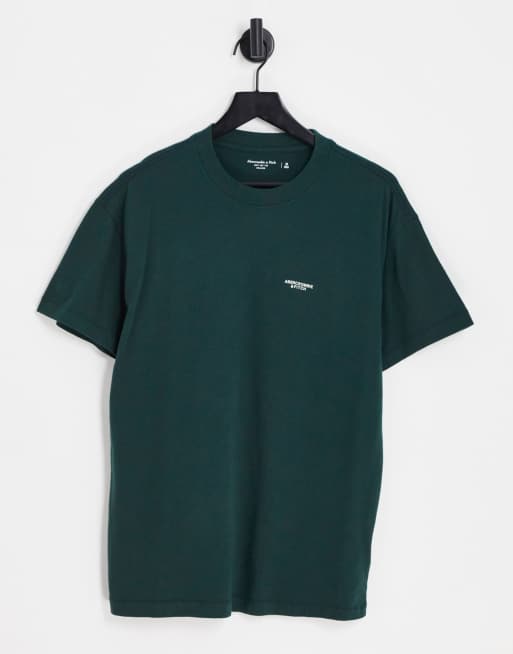 Abercrombie & Fitch – Ciemnozielony T-shirt z małym logo