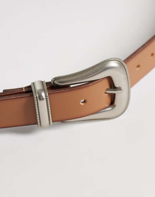 Abercrombie & Fitch - Cintura in camoscio marrone chiaro, 2 di 3