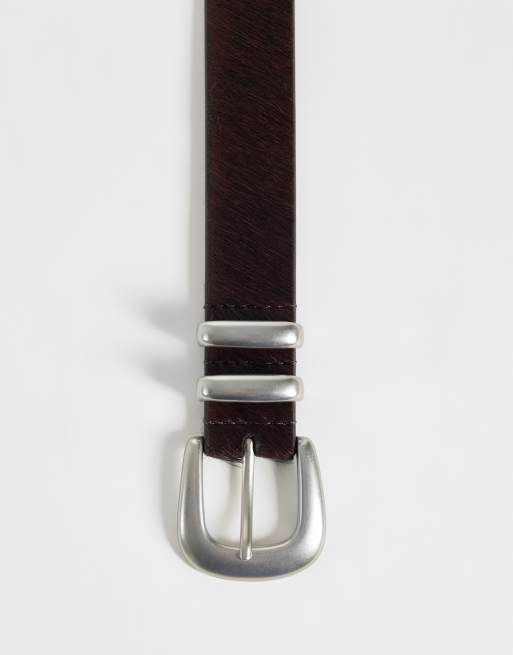 Abercrombie & Fitch cintura in similpelo pony marrone, 2 di 3