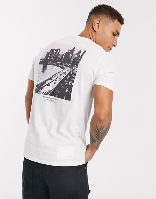 Abercrombie & Fitch city photo print logo t-shirt in white