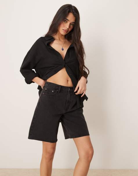 Abercrombie & Fitch – Classic – Bermudashorts in Schwarz mit mittelhohem Bund - view 1