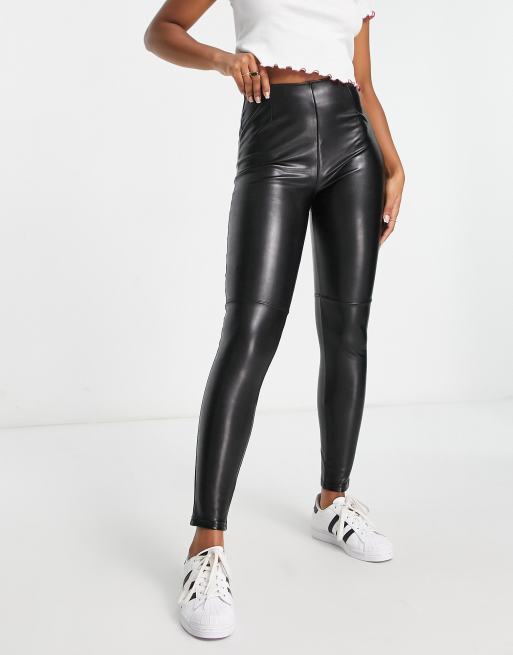 Abercrombie & Fitch classic faux leather leggings in black