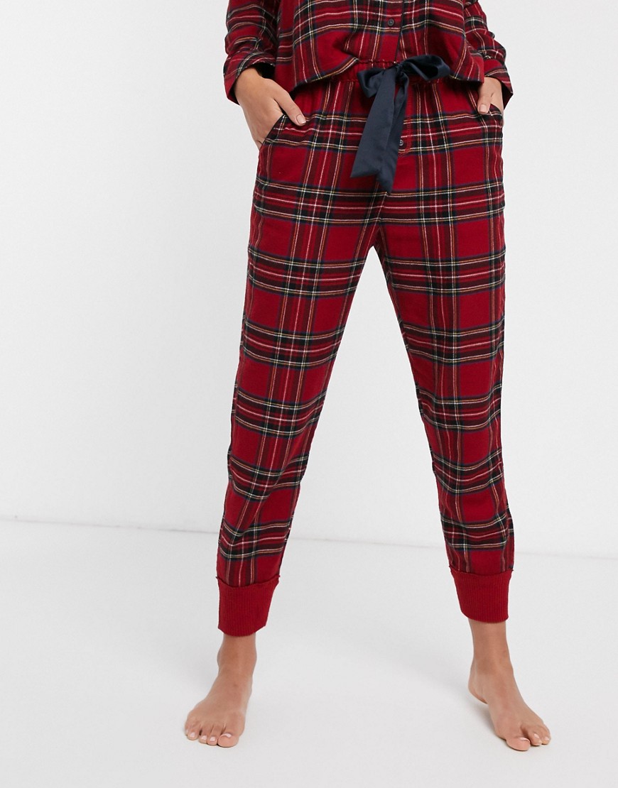 Abercrombie & Fitch classic flannel pyjama jogger co-ord-Red