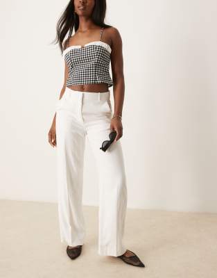 classic high rise wide leg pants in white