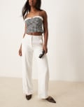 [Abercrombie & Fitch] Abercrombie & Fitch classic high rise wide leg pants in white W27 WHITE