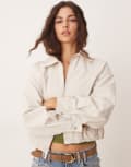 [Abercrombie & Fitch] Abercrombie & Fitch clean utility jacket in beige-Neutral XL BEIGE