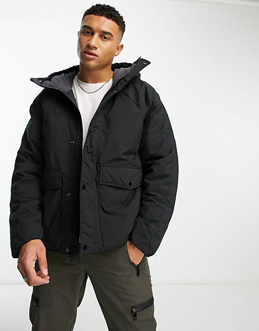 Abercrombie & Fitch cloud hooded puffer jacket in black
