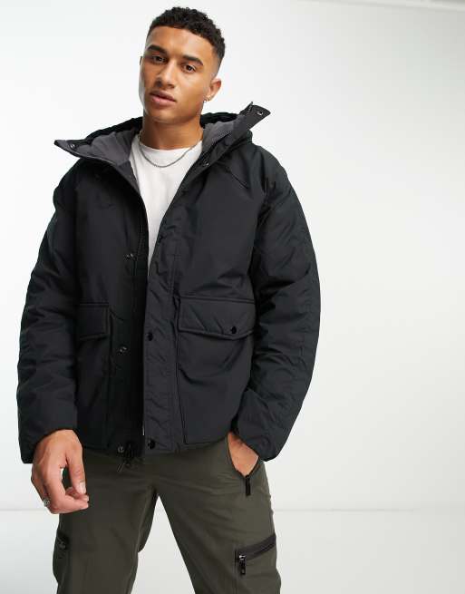 Abercrombie Fitch cloud hooded puffer jacket in black