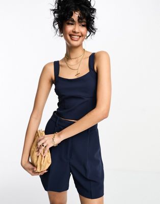 Abercrombie & Fitch co-ord corset top in navy