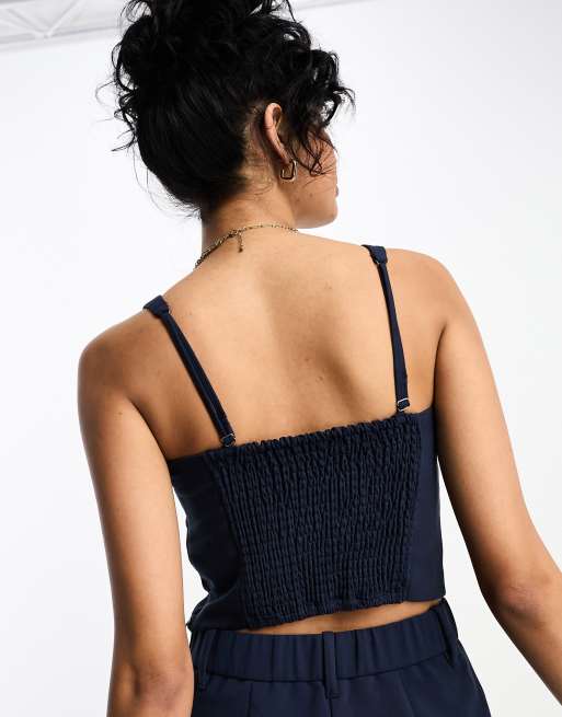 Abercrombie & Fitch co-ord corset top in navy, 2 of 4