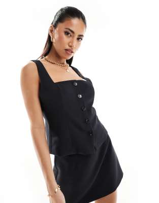 Abercrombie & Fitch Abercrombie & Fitch co-ord square neck waistcoat in black