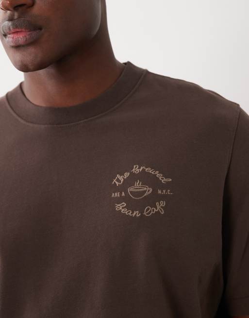 Abercrombie & Fitch coffee back graphic T-shirt in brown, 4 of 5