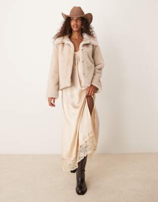 Abercrombie & Fitch Collared Borg Jacket In Neutral