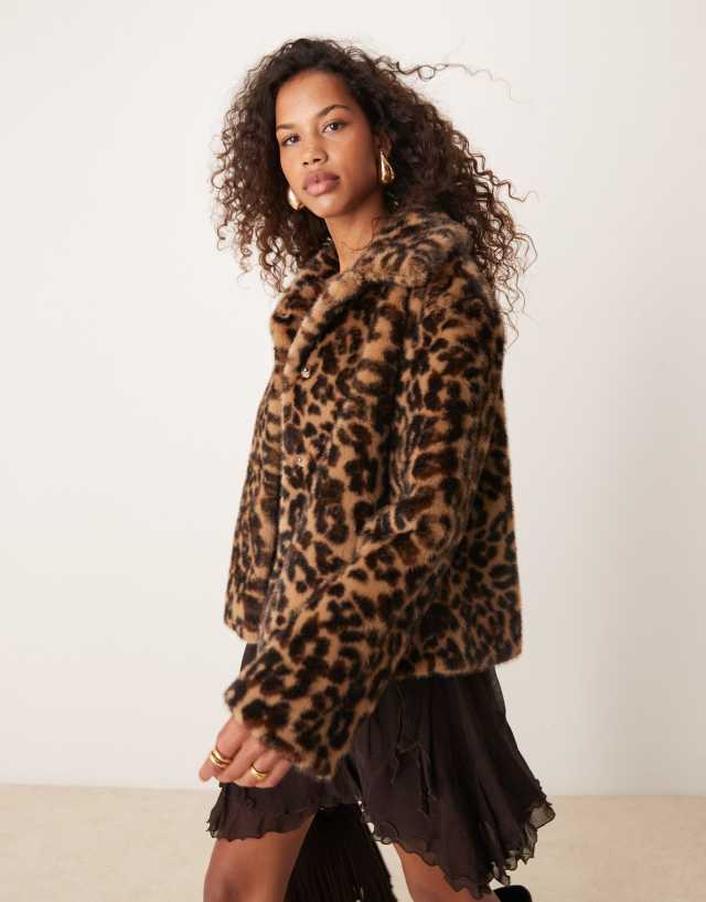 Abercrombie & Fitch collared borg jacket in leopard print | ASOS