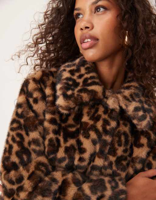 Abercrombie Fitch collared borg jacket in leopard print ASOS