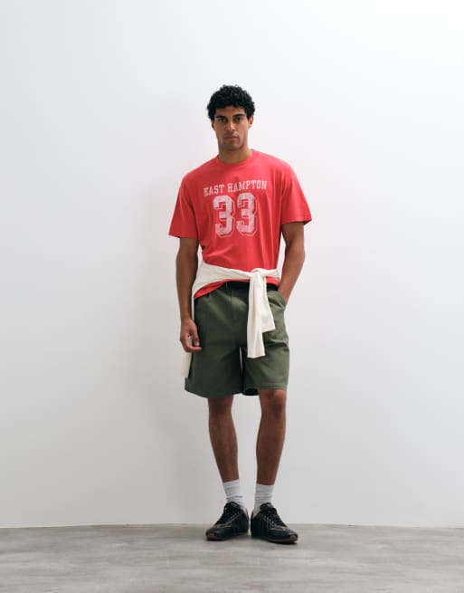 Abercrombie & Fitch collegiate logo T-shirt in red, 5 of 5