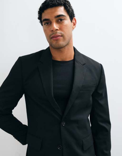Abercrombie & Fitch Collins blazer à coupe slim à simple boutonnage en ensemble noir, 3 de 5