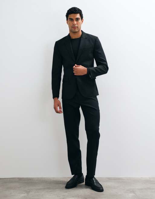 Abercrombie & Fitch Collins slim fit single breasted blazer co-ord in black, 2 of 5