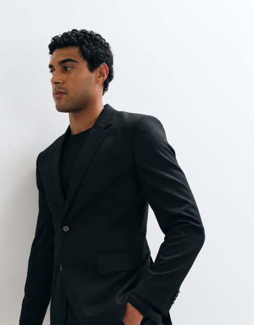 Abercrombie & Fitch Collins slim fit single breasted blazer co-ord in black, 5 of 5