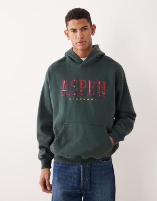 Abercrombie & Fitch Abercrombie & Fitch Colorado graphic oversized hoodie in green