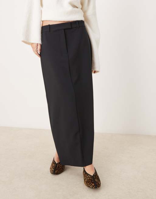 Abercrombie & Fitch column maxi skirt in black, 2 of 5