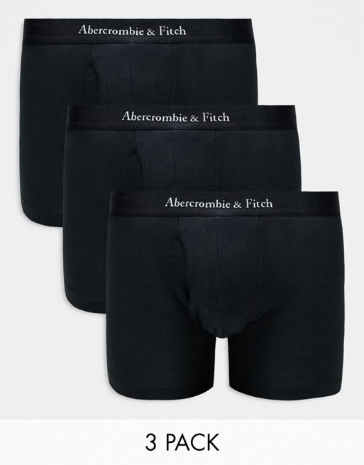 Abercrombie & Fitch - Confezione da 3 boxer con elastico con logo neri