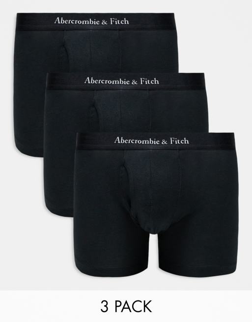 Abercrombie & Fitch - Confezione da 3 boxer con elastico con logo neri