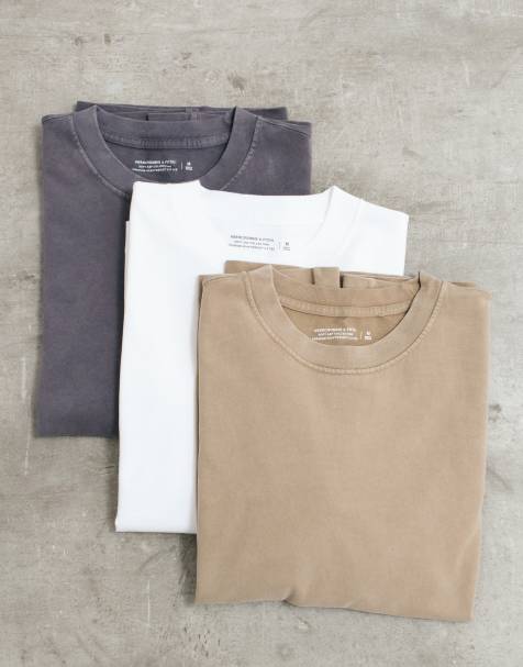 Abercrombie & Fitch - Confezione da 3 T-shirt premium pesanti di colore neutro - view 1