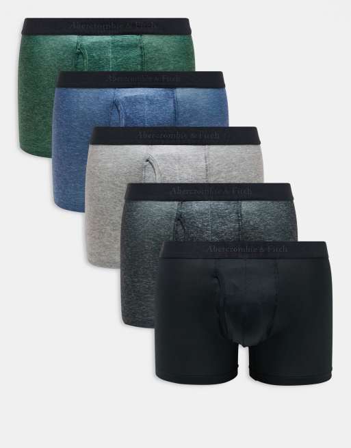 Abercrombie & Fitch - Confezione da 5 boxer aderenti multicolore mélange con elastico in vita con logo a contrasto