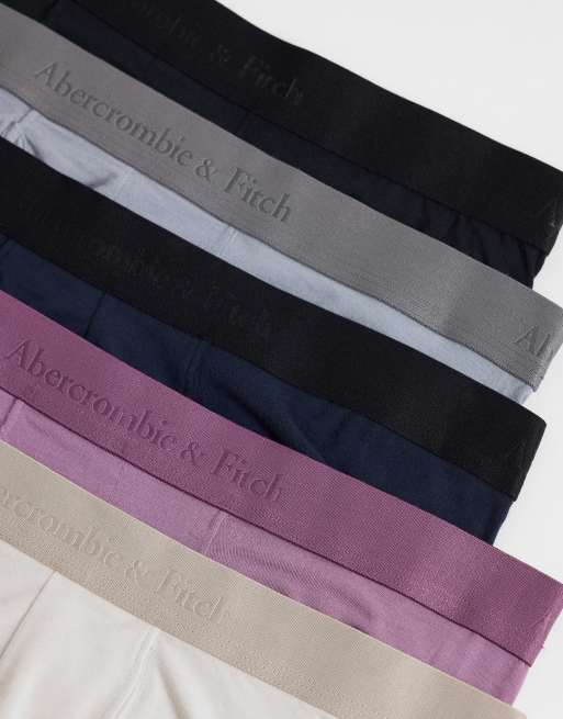 Abercrombie & Fitch confezione da 5 boxer con elastico logato in nero, bacca e bianco, 2 di 3