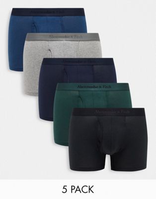 Abercrombie & Fitch 5 pack logo tonal waistband trunks in multi - ASOS Price Checker