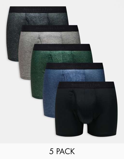 Abercrombie & Fitch - Confezione da 5 paia di boxer aderenti multicolore mélange con fascia in vita con logo