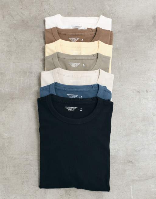 Abercrombie & Fitch - Confezione da 7 t-shirt con logo classico multicolore