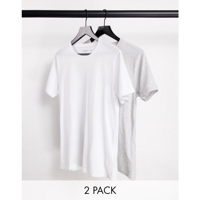  Uomo Abercrombie & Fitch - Confezione da due T-shirt con logo colore bianco/grigio