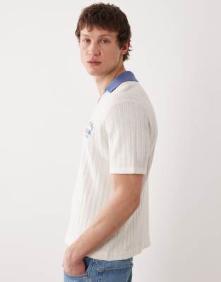 Abercrombie & Fitch Varsity Johnny Collar Sweater Polo In White