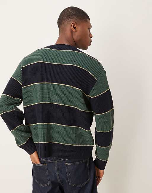 Casual Stripe Fluffy Contrast O Neck Sweaters Casual Stripe Fluffy Contrast O Neck Sweaters
