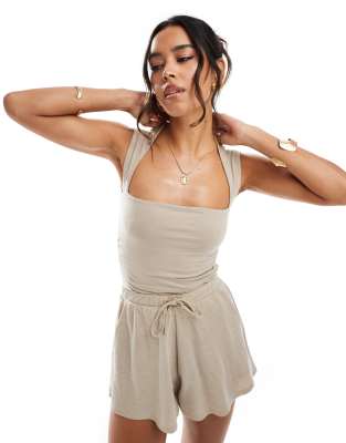 Abercrombie & Fitch Abercrombie & Fitch cool matte t-shirt bodysuit in brown