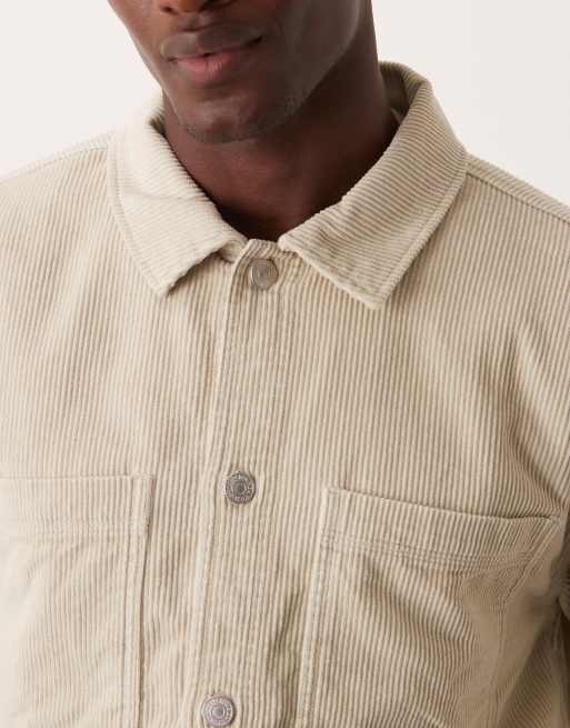 Abercrombie & Fitch cord shirt jacket in light grey, 2 of 4